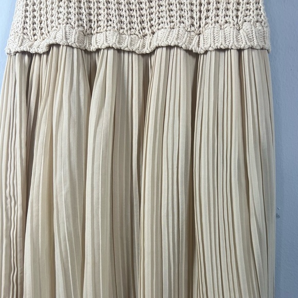 Margot Cream Crochet Top Dress with Pleated Bohemian Sheer Bottom Small - Picture 3 of 12